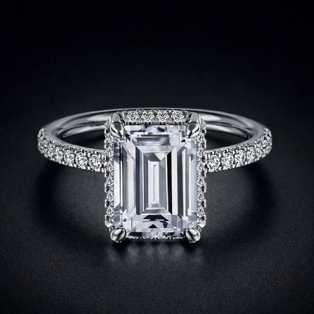 Radiant Halo Engagement Ring with Pavé Setting – 2 Carat